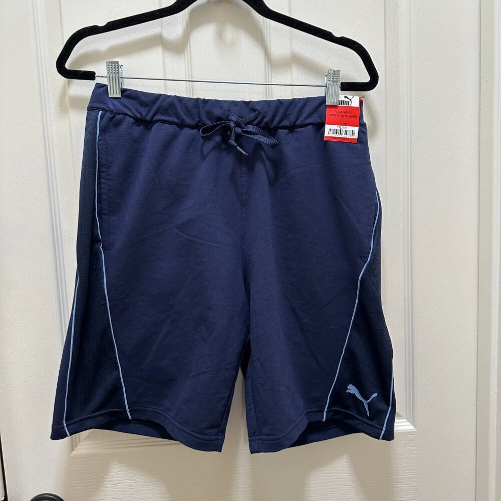 New Puma Active Shorts Men's Size M Blue Stretchlite Athletic Workout Running